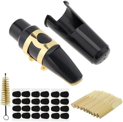 Alto Saxophone Mouthpiece Kit, Sax Mouthpiece Kit with Cap & Metal Ligature & 10 Reeds & 24 Cushions Pads