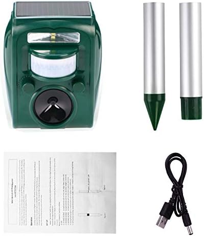 Solar Ultrasonic Animal Repeller, Cat Repellent, Motion Detection, Siren and Flash Repel. Dog, Squirrel, Deer, Raccoon, Skunk, Rabbit, Fox, etc