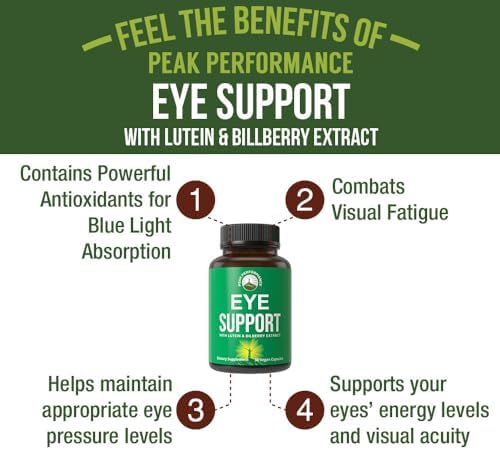 Eye Support Supplements | Macular Degeneration Vitamins with Astaxanthin | Lutein, Zeaxanthin, Carotenoids, Bilberry Extract | Capsules for Aging Eyes