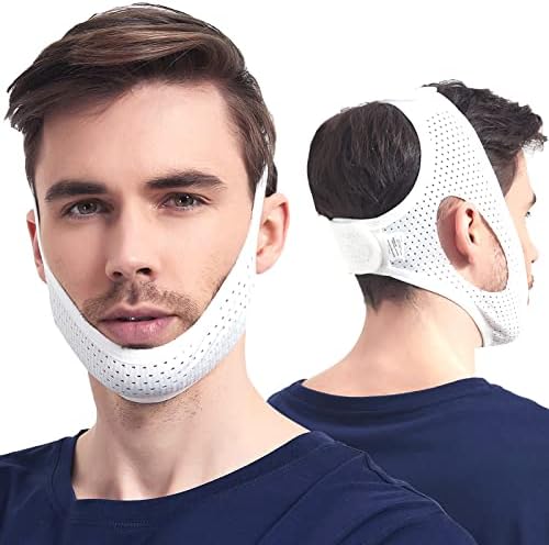 Anti Snoring, Cpap Users, Comfortable Mesh White Cpap Chin Straps for Men Women