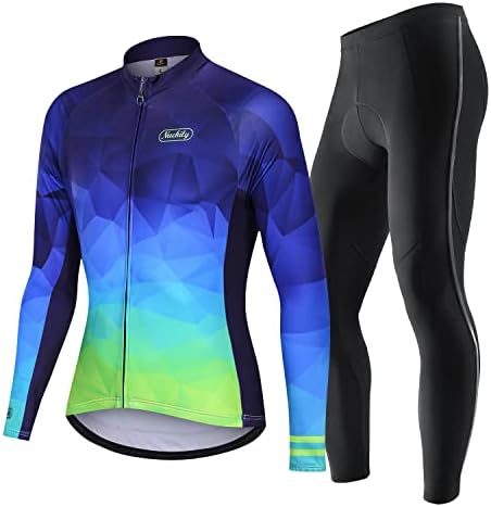 Mens Cycling Suit Windproof Winter Thermal Fleece Sportswear Clothing Set Riding Jersey Jacket & 3D Padded Pants Trousers