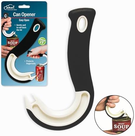 Jokari Ring Pull Can Opener for Soda and Food Cans Arthritis Aid with Non Slip Grip for Seniors Kids and Nail Protection Manual Pull Tab Tool for Easy Open Cans Black Dishwasher Safe | Non Slip Grip, Seniors Kids, Nail Protection Manual Pull Tab Tool, Ea…