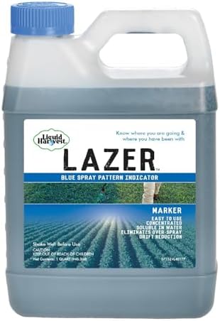 Liquid Harvest Lazer Blue - 32 Ounces - Concentrated Spray Pattern Indicator - Perfect Weed/ Fertilizer Marking Dye
