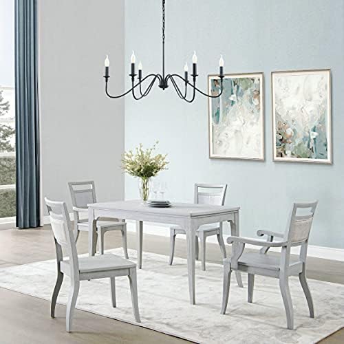 Miluolan Black Chandelier, 6-Light Farmhouse Chandelier for Dining Room | Rustic iron candelabra with adjustable 47.24" chain. Fits sloped ceilings
