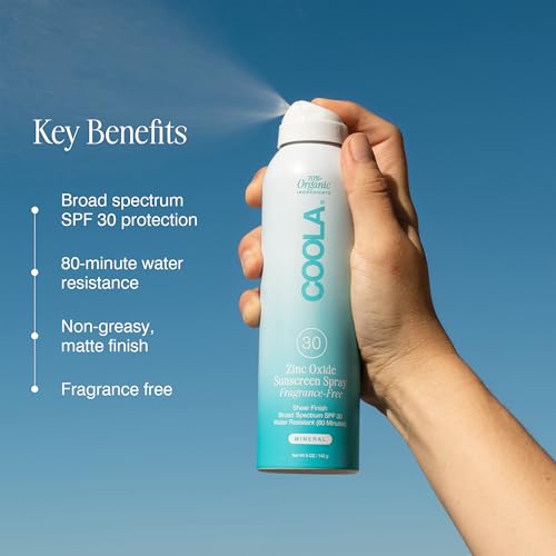 COOLA Mineral Sunscreen Spray SPF 30, Fragrance Free, 5 oz