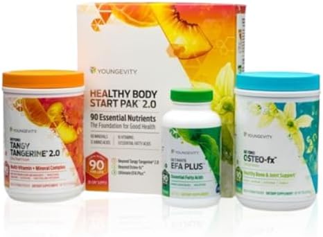 Youngevity Healthy Body Start Pak 2.0 Complete Nutrition System Bundle | Beyond Tangy Tangerine 2.0, Ultimate EFA Plus, Beyond Osteo-FX, vitamins