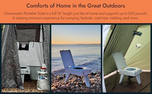 Cleanwaste GO Anywhere Portable Folding Toilet - Plus Bonus Original Wag Bag Kit