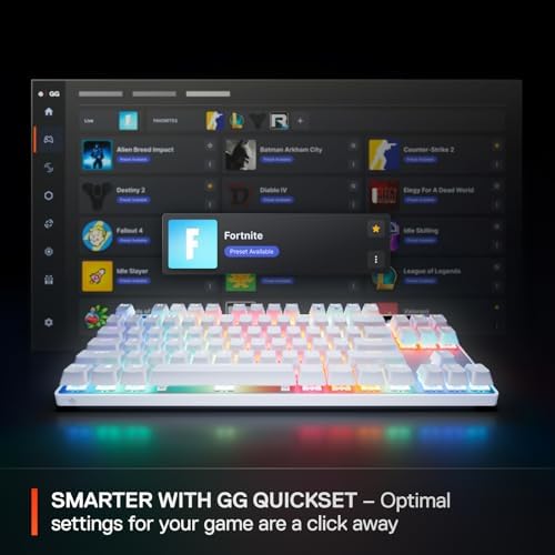 SteelSeries Apex Pro TKL Gen 3 White OmniPoint 3.0 Switches — Adjustable Actuation — Rapid Trigger — Game-Ready Presets — Protection Mode