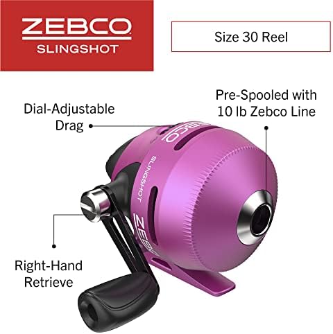 Zebco Slingshot Spincast Reel and Fishing Rod Combo, 2-Piece Fishing Pole, Right-Hand Retrieve, Pre-Spooled with 10-Pound Zebco Line