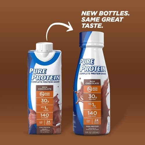 Pure Protein Chocolate Protein Shake | 30g Complete Protein | Ready to Drink and Keto-Friendly | Vitamins A, C, D