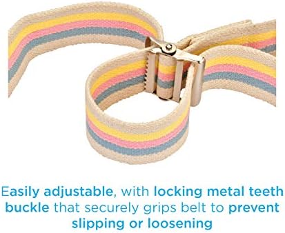 NOVA Medical Gait Belt 72” – Metal Buckle Transfer Belt for Patient Mobility, Striped Cotton, Adjustable Walking Assist for Elderly, Caregivers & Nurses – Durable, Washable, Portable with Bag