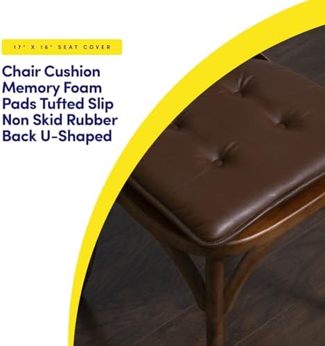 Sweet Home Collection Chair Cushion Memory Foam Pads Tufted Slip Non Skid Rubber Back U-Shaped 17" x 16" Seat Cover