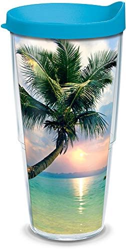 Tervis Sunset in Paradise Made in USA Double Walled Insulated Tumbler Travel Cup Keeps Drinks Cold & Hot, 24oz, Classic