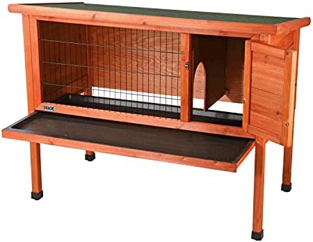 Trixie 2-Story Rabbit Hutch with Retreat Area, Non-Slip Ramp, Hinged Roof with Locking Arm, 4 Doors, 2 Metal Slide Latches, and Pull-Out Trays for Easy Cleaning