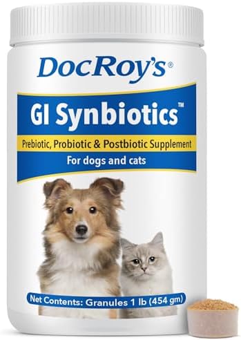 Doc Roys GI Synbiotics for Dogs and Cats, Prebiotic and Probiotic Granules, Digestive and Immune Support, Chicken Flavored, Made in USA, 454 gm