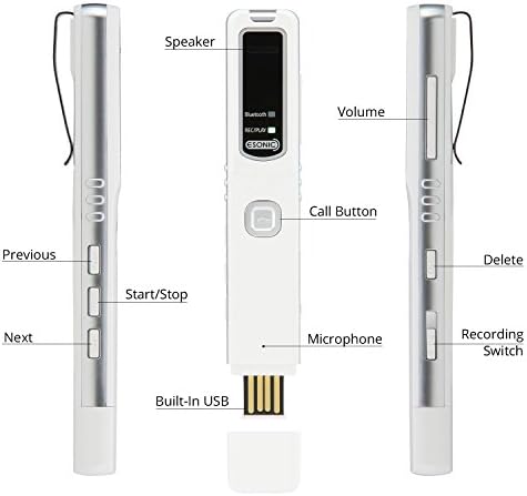 PR200 Cell Phone Call Recording Device, Bluetooth Enabled, iPhone and Android Mobile Recorder