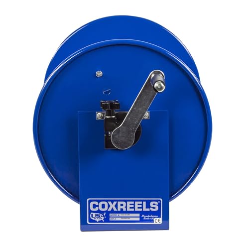 Coxreels 112-3-100 Hand Crank Hose Reel - Heavy-Duty Steel Frame for Stability - Adjustable Tension Brake for Controlled Operation- Fits 3/8 x 100 ft Hose - 12 x 18.25 x 13 inches