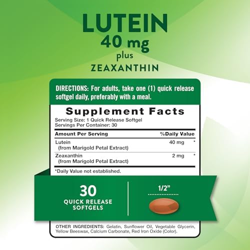 Nature's Truth Lutein and Zeaxanthin Supplement | 40mg | 30 Softgels