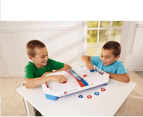 Game Zone Electronic Table-Top Air Hockey - Fast-Paced Sports Fun in an Easily Portable Battery-Operated Rink for Ages 5 and Up