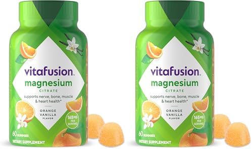 Vitafusion Magnesium Citrate Gummy | 165mg | 60 Gummies | for Adult Women & Men | Orange Vanilla Flavor | Gluten-Free Vitamin Supplement