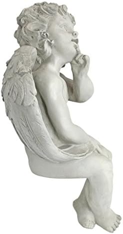 Design Toscano JE101261 Angel of Meditation Shelf Sitting Statue, 13 Inch, Polyresin, Antique Stone