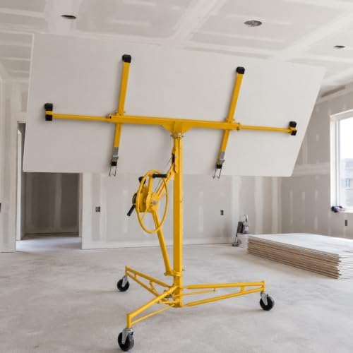 Stark USA 11 Ft Drywall Lift Panel Hoist, Rolling Sheetrock Lift Jack with 360° Adjustable Cradle, Telescoping Extension Arm