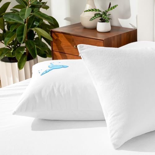 Bare Home Queen Size Mattress Protector - 100% Waterproof & Breathable - Premium Cooling Mattress Cover - Protects Against Spills - Vinyl Free Noiseless - Protect Your Mattress (Queen, White)
