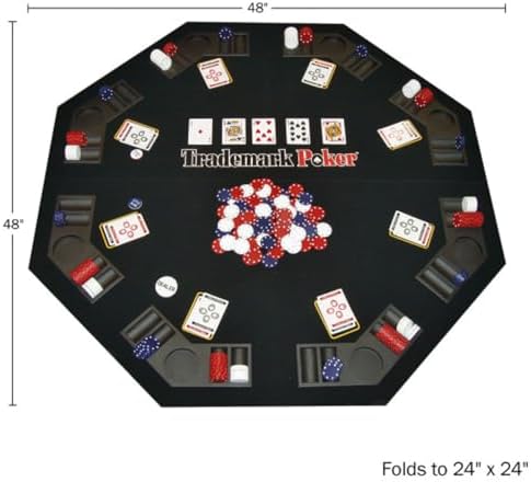 Poker Table Topper - Foldable Texas Hold 'Em Set with Carry Case, 300 Poker Chips, 2 Decks of Cards, and Dealer and Blind Buttons by Trademark Poker