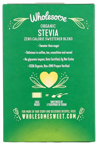 Wholesome Sweeteners Organic Stevia, 1000 Count Packets, Zero Calorie Sweetener Blend, Keto Friendly, Non GMO, Gluten Free & Vegan