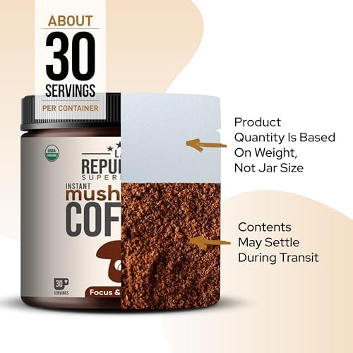 La Republica Organic Mushroom Coffee (30 Servings) Made with Full-Fruiting Bodies, Arabica Shade-Grown with Lion's Mane, Reishi, Chaga