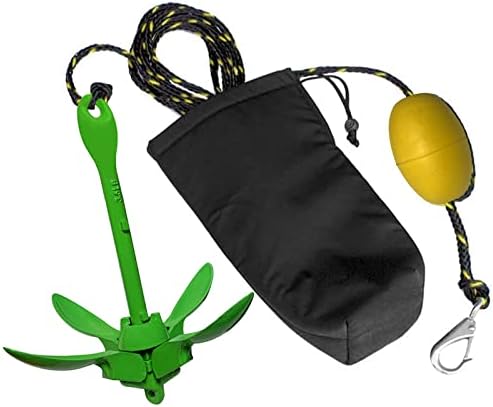 ISURE MARINE Kayak Anchor Kits Portable Folding Grapnel Anchor Buoy Kit Canoe Kayak Raft Boat Sailboat Fishing 3.5 lbs Marine Rope for Small Boats