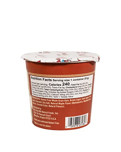 Bob's Red Mill GF Oatmeal Cup, Maple & Brown Sugar, 2.15 Ounce Cup (Pack of 12) - Non GMO, Whole Grain, Kosher