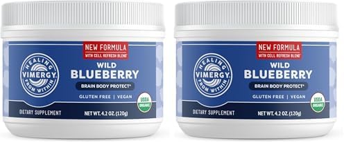 Vimergy Wild Blueberry Powder, Non-GMO, Vegan, Organic, 250g, 62 Servings | Antioxidant Used in Heavy Metal Detox Smoothie, Protects Brain Cells*, Gluten-Free