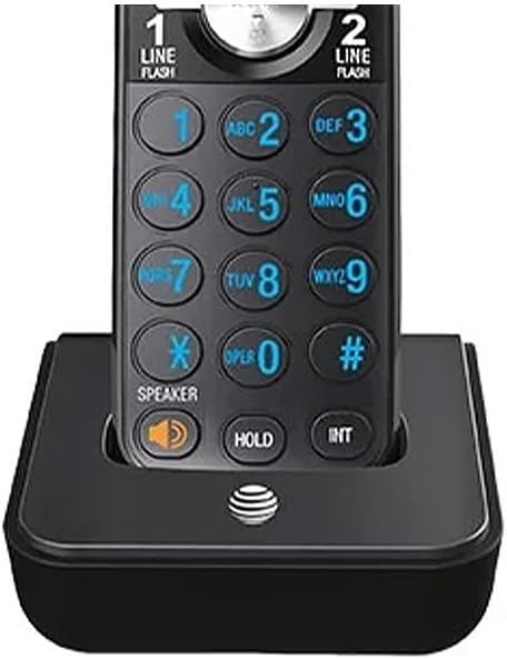 AT&T TL88102BK DECT 6.0 2-Line Expandable Cordless Phone with Answering System and Dual Caller ID/Call Waiting, 3 Handsets, Black