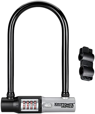 Kryptonite U-lock, 12mm Hardened Carbon Steel Shackle, 4-Digit Resettable Combination, Black