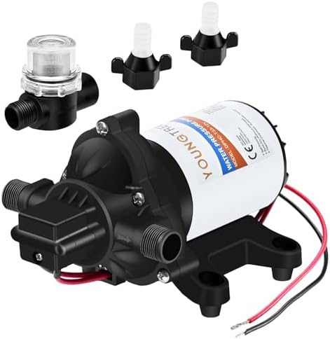 YOUNGTREE 55-Series 110V AC Fresh Water Diaphragm Pump 7GPM 70PSI 110volt 5-Chamber Water Pressure Washdown Pump On Demand with Pressure Switch for Irrigating, Home, Sprinkler, RV, Marine
