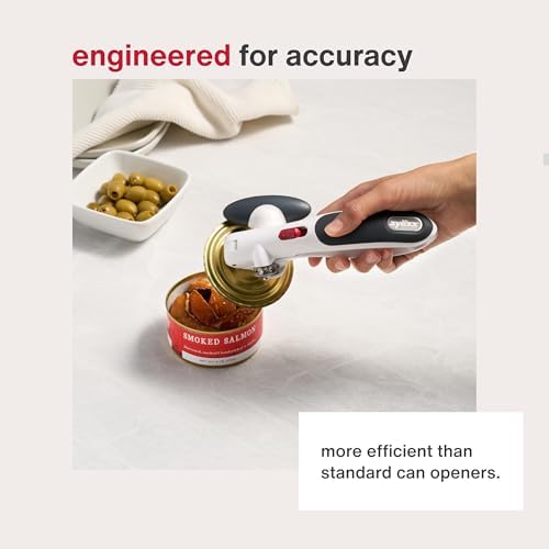 Zyliss Lock N' Lift Can Opener with Lid Lifter Magnet - Manual Opener with Locking Mechanism - Easy-to-Turn - Magnetic Can Opener - White/Gray