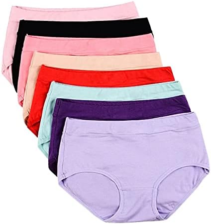 Buankoxy Women's Mid-Rise Stretch Cotton Panties, Assorted Colors