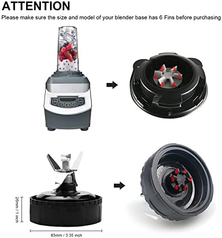 6 Fins Blade Fit for Ninja Blender BL660 1100w, Fit for Ninja 16 oz Cup