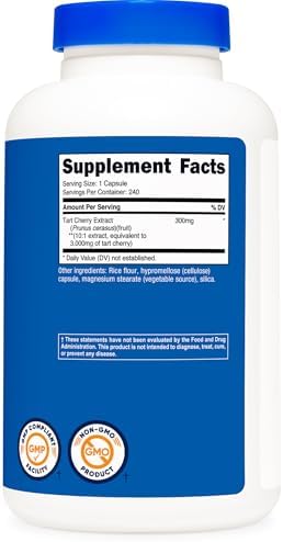 Nutricost Tart Cherry Extract 240 Vegetarian Capsules, Gluten-Free | 240 Servings per Bottle, GMO-Free