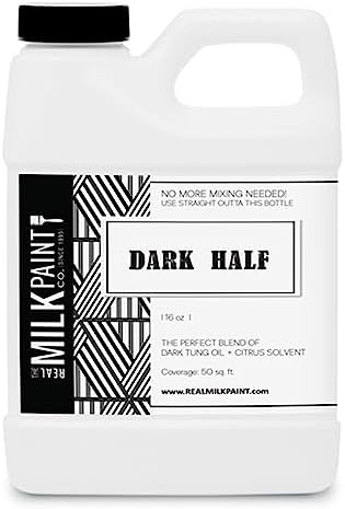 Real Milk Paint Dark Half, Dark Tung Oil and Orange Peel Oil for Wood Finishing, Cutting Boards, Butcher Blocks, Wood Floors, Clay, Stone, and Slate, Food Grade, 1 Gallon