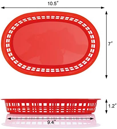 New Star Foodservice Fast Food Baskets, 10.5 x 7 Inch, Set of 12, Red