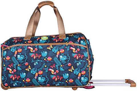 Lily Bloom Pattern 22 Inch Duffel Bag with 2-Rolling Wheels, Weekender Overnight Travel Lightweight Carry-On Suitcase For Women
