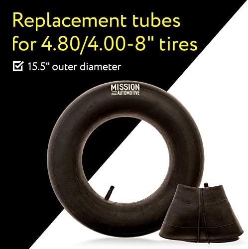 Mission Automotive 4.80/4.00-8 in Tire Inner Tubes for Wheelbarrow Wheels - Fits Trailer Tire Tube - Pack of 2
