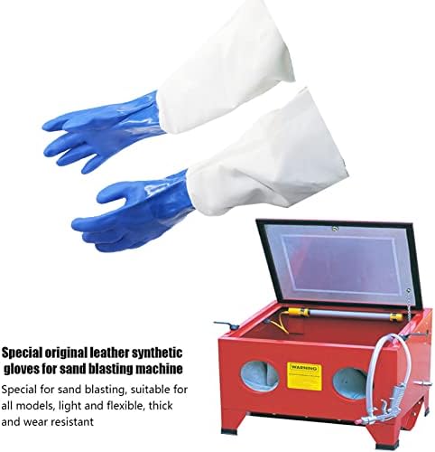 23.6" Canvas Rubber Sandblasting Sand blaster Protection Gloves for Sandblast Cabinets XL,1 pair