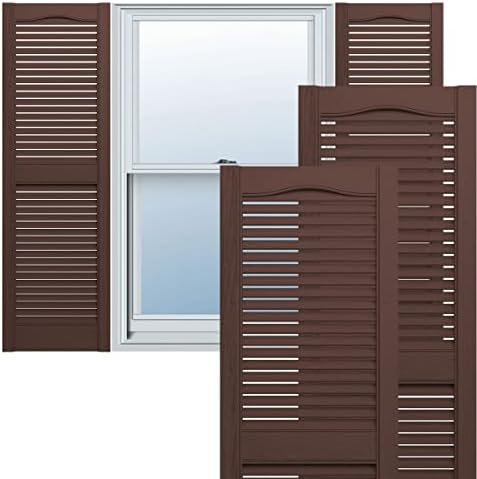Ekena Millwork Lifetime Vinyl LL1S14X03900FB Standard Cathedral Top Center Mullion, Open Louver Vinyl Shutters