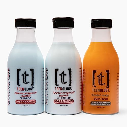 Teenology Shampoo, Conditioner & Body Wash Bundle – Avoid Acne Breakouts