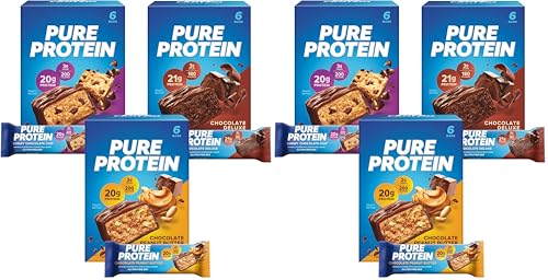 Pure Protein Variety Pack Protein Bars, 20g-21g Protein, Gluten Free, 18 Ct | 3g Sugar, 190 Calories, Low Sugar* High Protein Snack