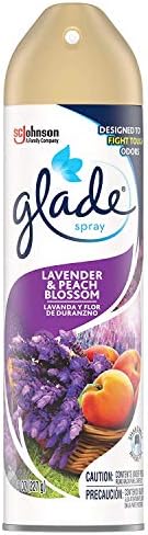 Glade Air Freshener Spray 8 Oz Collection 4 Flavors: Lavender & Peach Blossom, Hawaiian Breeze, Clean Linen & Apple Cinnamon. Pack of 4.