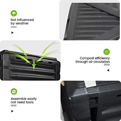 80 Gallon (300L) Large Capacity Static Compost Bin - Forest Green Outdoor Waste Composter with Easy-Access Hatch
